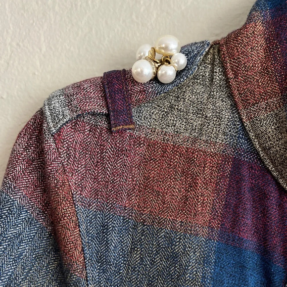 CABI Women's Pearl Embellished Zip Up Collage Plaid Jacket sz S - Picture 11 of 12